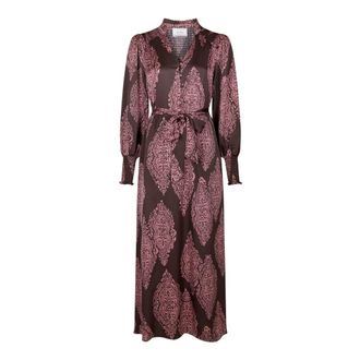 Neo Noir Midi Jurk - Dames - Casual kleedjes - Bruin - L - Kleedjes