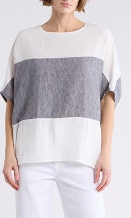 Patrizia Luca Colorblock Short Sleeve Cotton Top in Grey at Nordstrom Rack, Size Large/x-Large