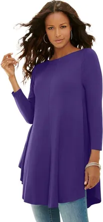 Roaman's Plus Size Boatneck Swing Ultra Drape Tunic Top in Midnight Violet at Nordstrom, Size 12