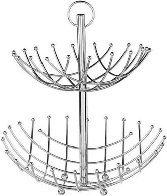 Trade Shop Trade Shop - Cestino Per Frutta In Acciaio Cromato 2 Ripiani Cucina Elegante