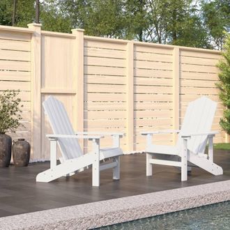 vidaXL Sillas De Jard&iacute;n Adirondack 2 Pcs Hdpe Blanco