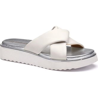 Johnston & Murphy Mitzi Platform Wedge Slide Sandal in White Nappa Leather at Nordstrom, Size 8.5
