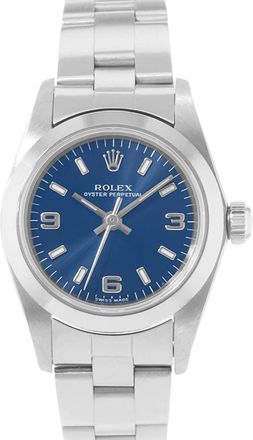 Rolex Pre-owned Rolex Oyster Perpetual 24 Automatic Chronometer Blue Dial Ladies Watch 76080 BLAO