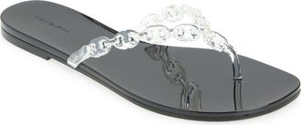 Tory Burch Gemini Link Jelly Flip Flop in Clear /Perfect Black at Nordstrom, Size 10