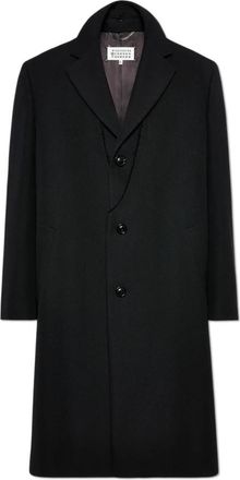 Maison Margiela Woljas met rafelafwerking - Heren - Mantel - Zwart - L - Wol - Jassen