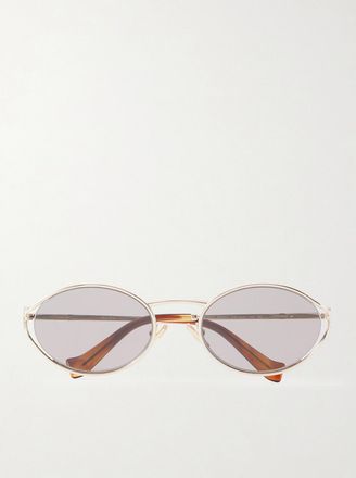 Miu Miu Eyewear Occhiali Da Sole In Metallo Dorato Con Montatura Ovale - Oro