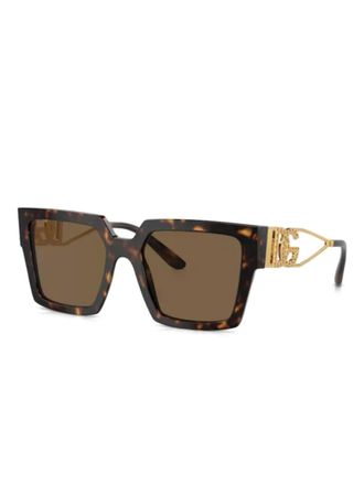 Dolce & Gabbana Eyewear Occhiali da sole squadrati con cristalli - Marrone