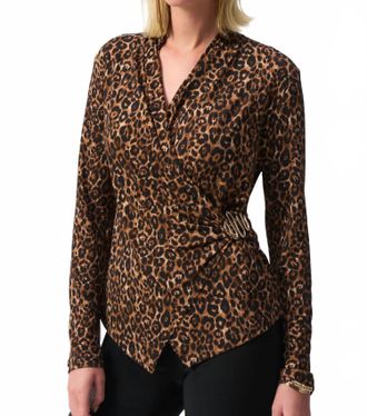 Joseph Ribkoff Wrap Animal Print Top In Leopard