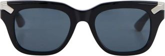 Alexander McQueen Zwarte Vierkante Rivet Zonnebril - Heren - Zonnebrillen - Zwart - ONE Size - Accessoires