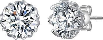 Genevive Silver CZ Stud Earrings