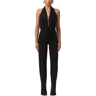 Naked Wardrobe Naked Halter Jumpsuit in Black at Nordstrom, Size X-Small