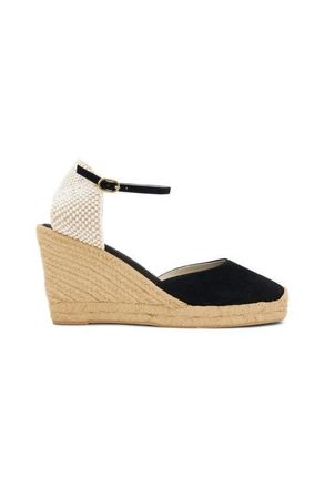 Soludos The Marseille Wedge Leather Buckle Espadrille in Noche Black at Nordstrom, Size 8.5