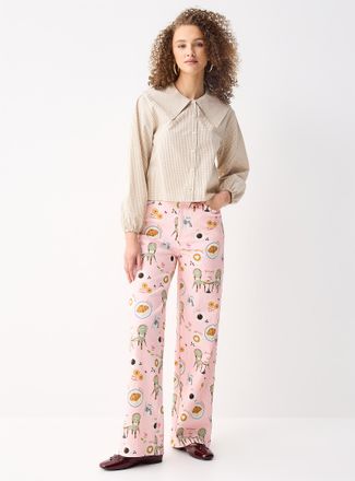 Twik Womens Parisian caf&eacute; wide-leg jean