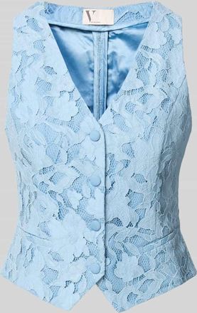 Vera Mont Regular Fit Weste mit Allover-Spitzenbesatz in Hellblau, Gr&ouml;&szlig;e 34
