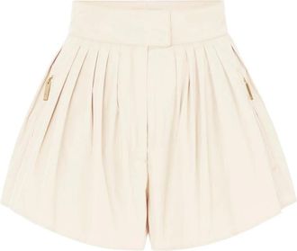 Elisabetta Franchi Shorts in taffeta voile fabric - Dames - Bermuda - Beige - XS - Polyester - Korte Broeken