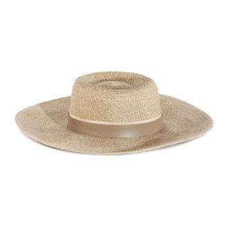 Catarzi Beige Paper Hat with Leather Band
