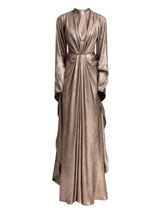 Gemy Maalouf draped long-sleeve maxi dress - Gold