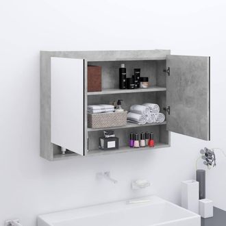 Berkfield Home Bathroom Mirror Cabinet 80x15x60 cm MDF Concrete Grey | Size: 80 x 15 x 60 cm