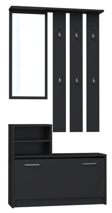 Topeshop Hucoco - Vittoria - Mueble Recibidor - Zapatero - 180x85x24cm - 6 Ganchos + Espejo + Zapatero