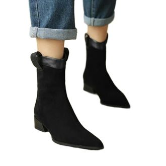 Generic GLDFW Soft Denim Boots Womens Tall Winter Boots Frosted Versatile Pointed Toe Chelsea Boots Short Boots