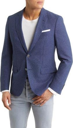 BOSS Hutson Slim Fit Glen Check Wool Sport Coat in Dk Bu at Nordstrom Rack, Size 42 Regular