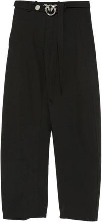 Pinko Lexy Broeken - Dames - Wijde Broeken - Zwart - M - Polyester - Broeken