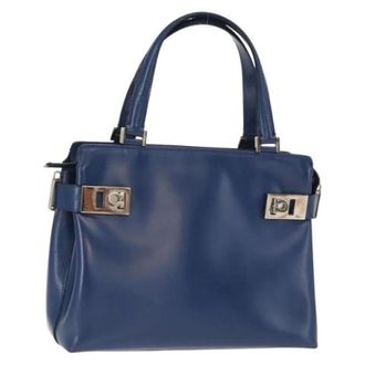 Ferragamo Pre-owned Handbags, female, Blue, Size: ONE SIZE Pre-owned Leather Handbag