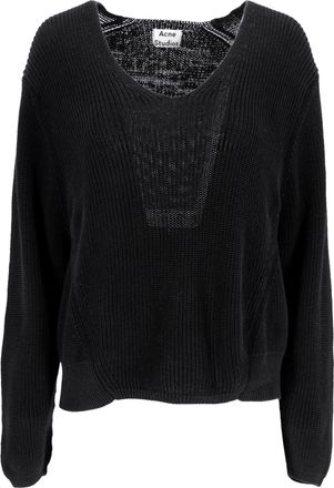 Acne Studios Acne Studios gebreide trui met ronde hals in zwart linnen