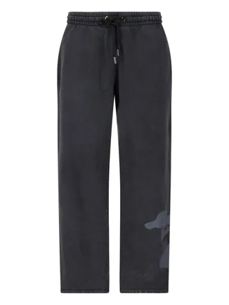 Off-white Black Ruched Elastic Waist Cotton Wide-Leg Sweatpants
