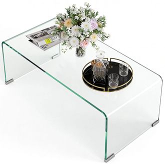 HOMCOM Homcom Tavolino In Vetro Temperato Da Salotto Moderno 80x45x35 Cm