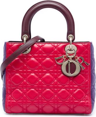 Dior Pre-owned Dior Medium Tricolor Lambskin Cannage Lady Dior Ladies 2BLKW2WZ1Y8083VH