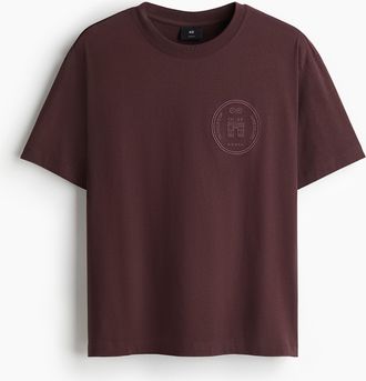 H&M Bedrucktes T-Shirt in Loose Fit - Purple