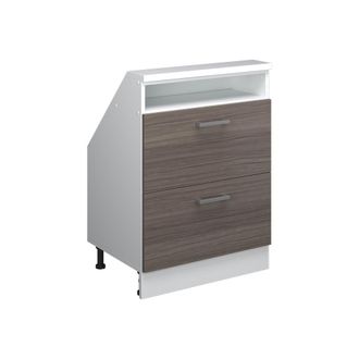 Vicco Armario De Cocina Para Techo Inclinado R-line, Precioso Gris/blanco, 60 Cm Con 2 Cajones, Vicco