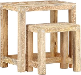 vidaXL Juego De Mesitas Auxiliares 2 Piezas Madera Maciza De Mango Vidaxl
