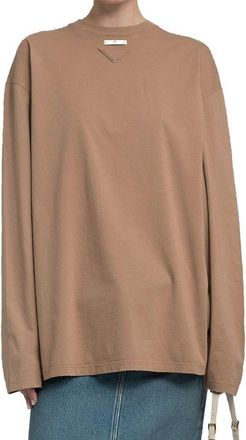 Prada Womens Brown Cotton Long Sleeve T-Shirt