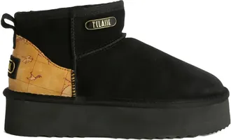 Alviero Martini 1A Classe platform map-detail boots - women - Calf Leather/Polyurethane/Calf Suede/Artificial Fur/Rubber - 37 - Black
