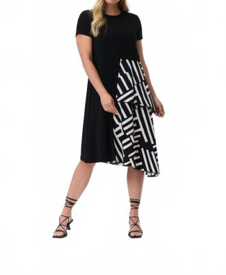 Joseph Ribkoff Soren Silky Knit Woven Midi Dress In Black/ White
