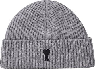 Ami De Coeur Beanie - Heren - Hoeden - Grijs - ONE Size - Wol - Accessoires