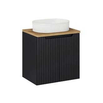 Petits Meubles Mueble lavabo individual 60cm paneles de melamina y mdf negro y madera
