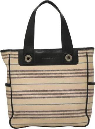 Burberry Tweedehands Canvas handtassen - Dames - Vintage Shopper - Beige - ONE Size - Leer - Vintage