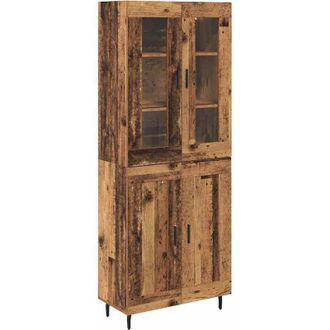 vidaXL Aparador Alto 2 Pcs Madera Envejecida Vidaxl