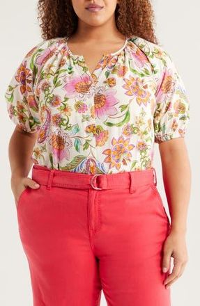 Liverpool L.A. Floral Button-Up Shirt in Pink Multi Floral at Nordstrom Rack, Size 2X