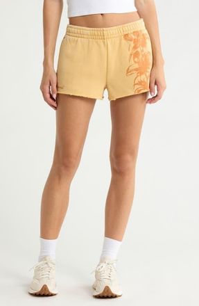 PacSun Hawaii Floral Mini Shorts in Caramel Yellow at Nordstrom, Size Xx-Small