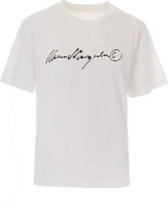 Maison Margiela Hand-Painted Logo Jersey T-Shirt with Distinctive Stitch Detail