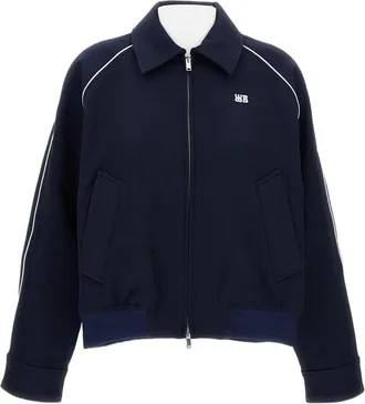 Wales Bonner Cropped Full-Zip Jacket With Pointed Collar And Embroidered Logo