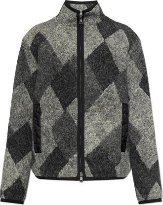 Moncler Cardigan Met Logopatch - Heren - Vesten - Grijs - S - Wol - Truien & Vesten