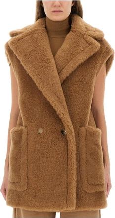 Max Mara Breda Teddy Vest - Dames - Bodywarmers - Beige - 2XS - Wol - Jassen