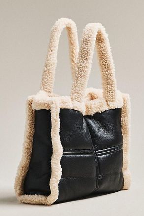 LaMarque Zoey Sherpa Fleece Leather Tote