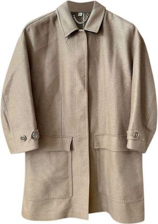 Burberry Beige Camel Hair Single Breasted Coat Size L