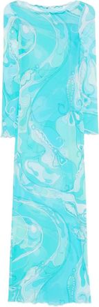 Pucci Maxi-jurk met Orchidee-print - Blauw